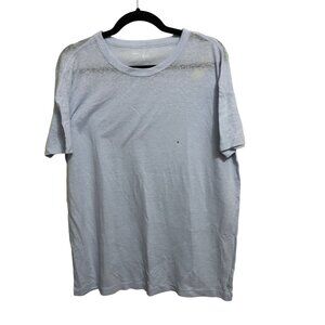 Aerie Womens Blue Linen Blend Crewneck T-Shirt Oversized Short Sleeve Size S